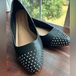 Torrid Black Studded Women's Ballet Flats, size 8WW never been worn